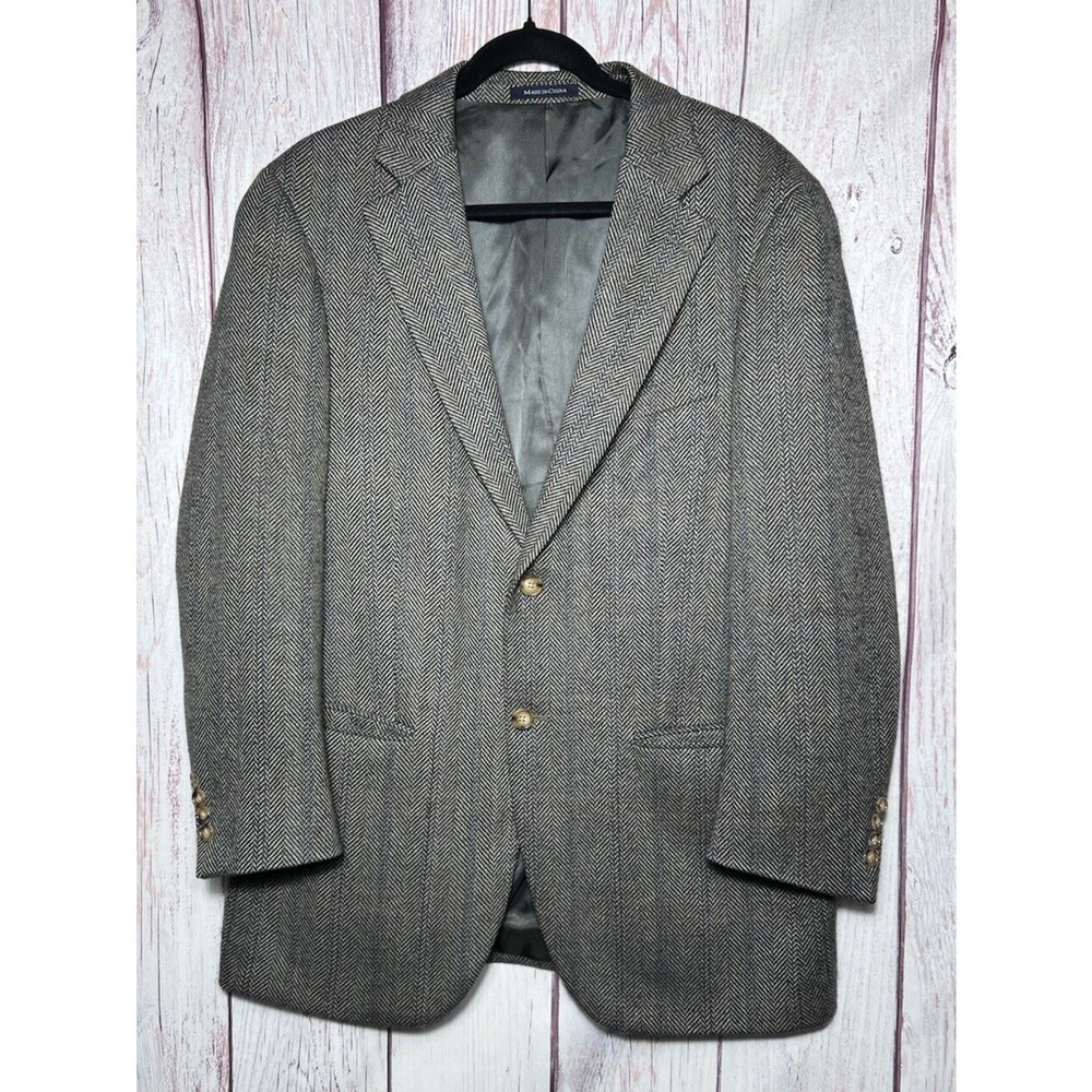 LANDS' END Men's Lambs Wool Herringbone 2 Button Sports Coat Blazer Size 40R